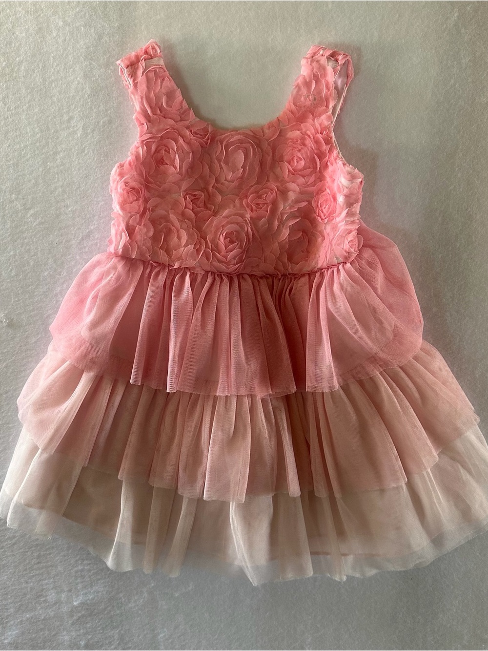 Bonnie Jean Pink Layered Floral Tulle Dress Size 3T